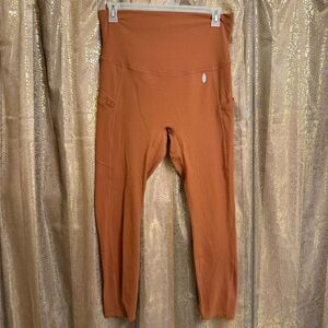 Free People Movement Never Better Fold Over Leggings Rust Orange Brown XL